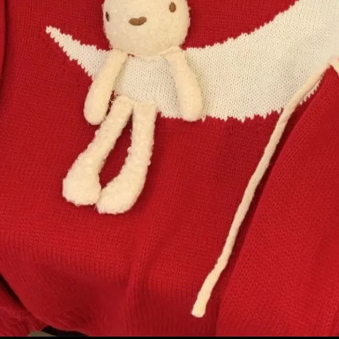3d Bunny Embroidery Soft Sweater