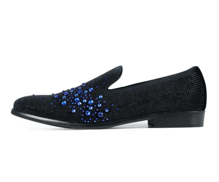 Amali Ivano Luxe Velvet Loafers Men’s Black/Royal Blue