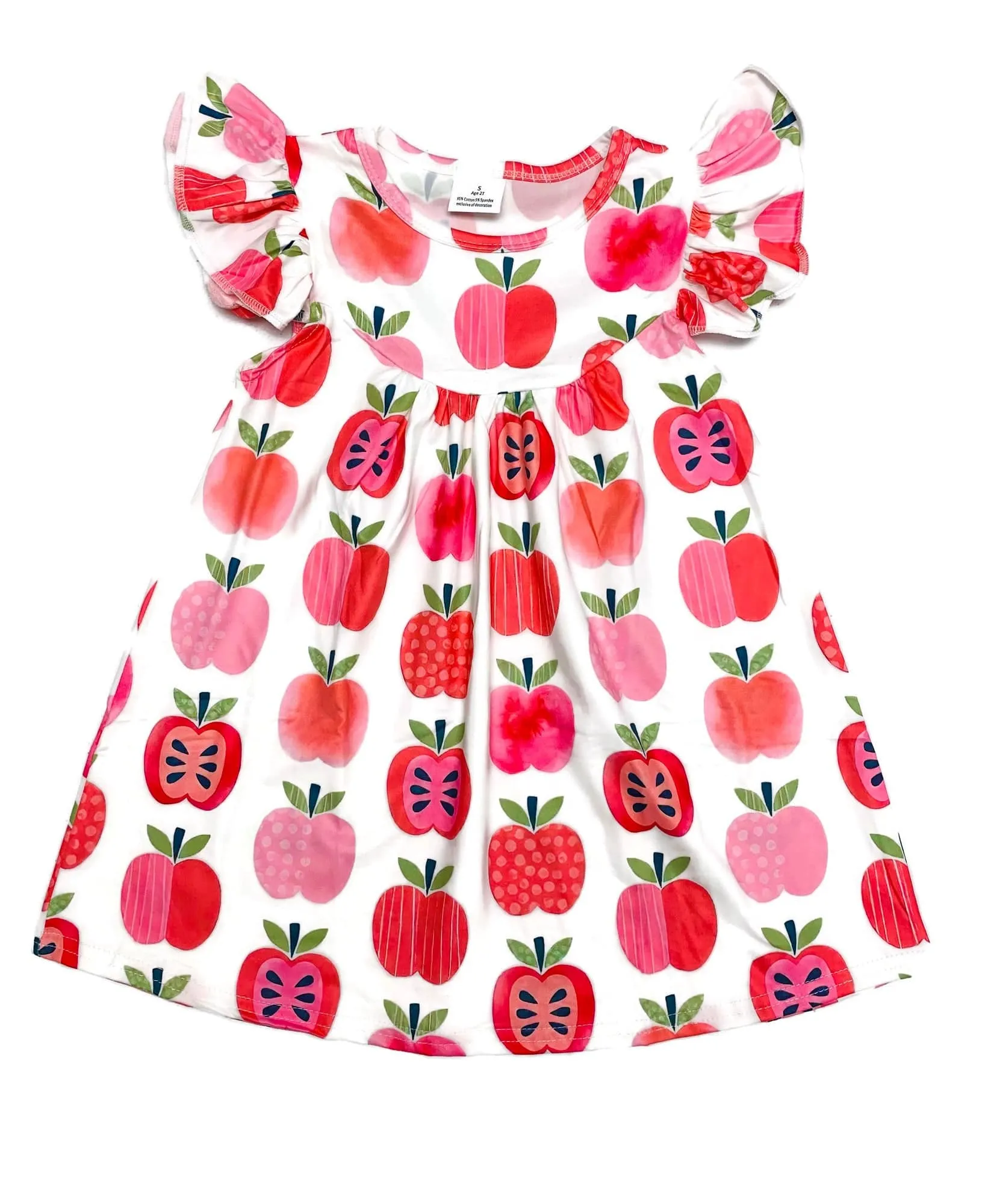 An Apple a Day Flutter Milk Silk Dress