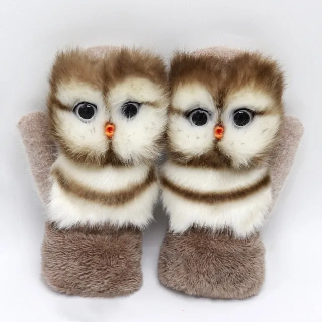 Animal Panda Raccoon Design Warm Gloves