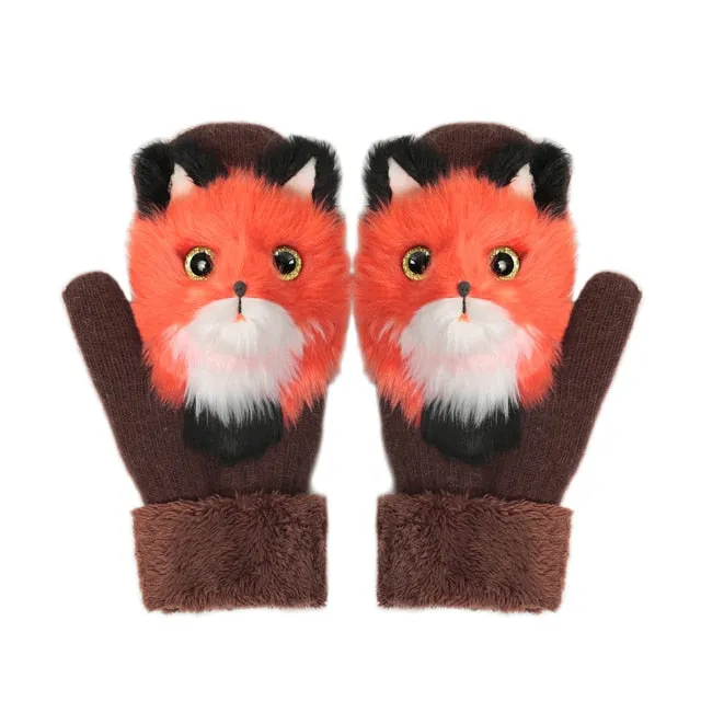 Animal Panda Raccoon Design Warm Gloves