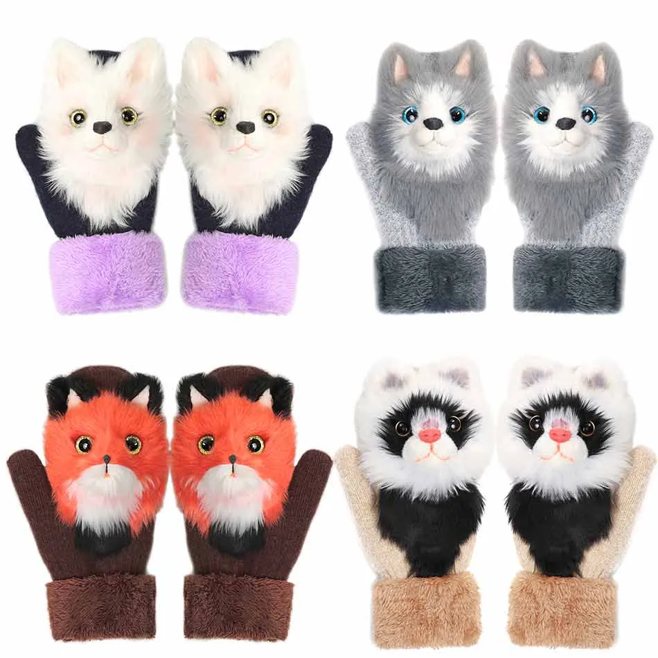 Animal Panda Raccoon Design Warm Gloves