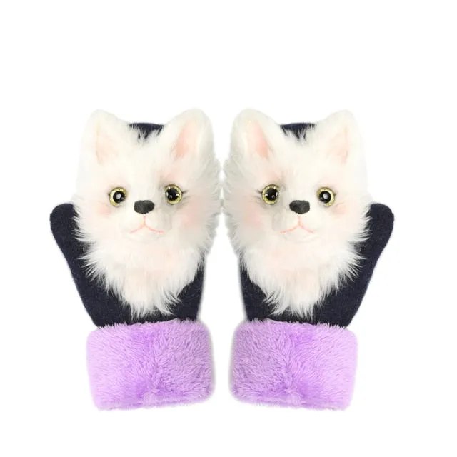 Animal Panda Raccoon Design Warm Gloves