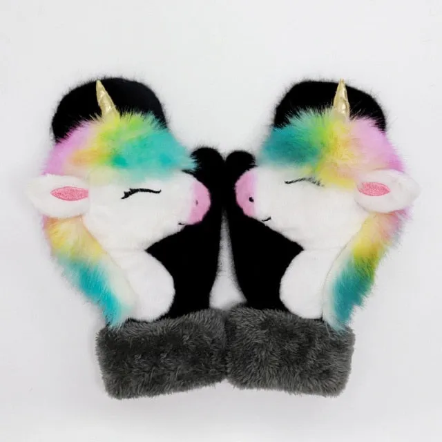 Animal Panda Raccoon Design Warm Gloves