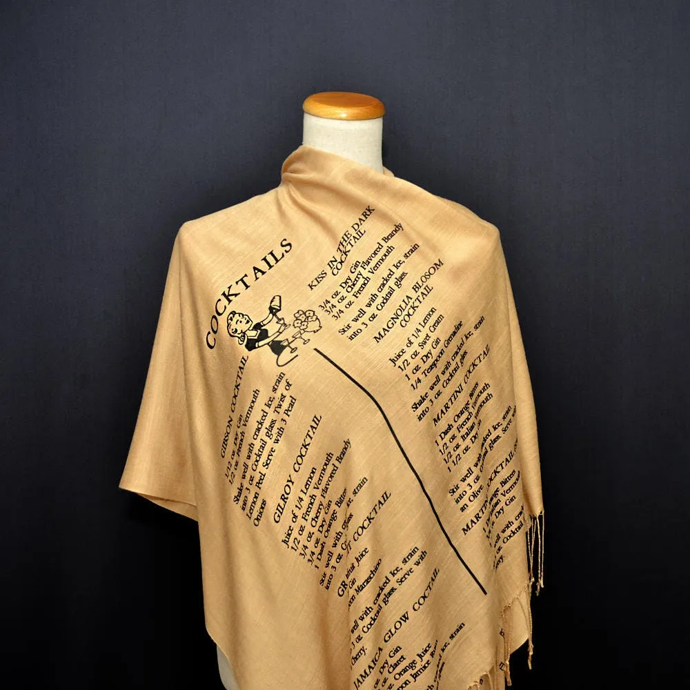 Bartender Scarf, Cocktail Book Scarf, Bar-Tender Scarf, Recipe Scarf,  Shawl Wrap