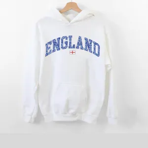 Blue Floral England Hoodie