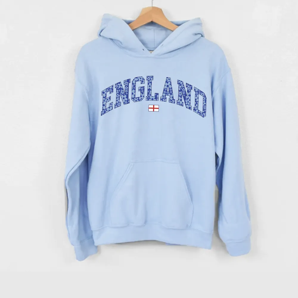 Blue Floral England Hoodie