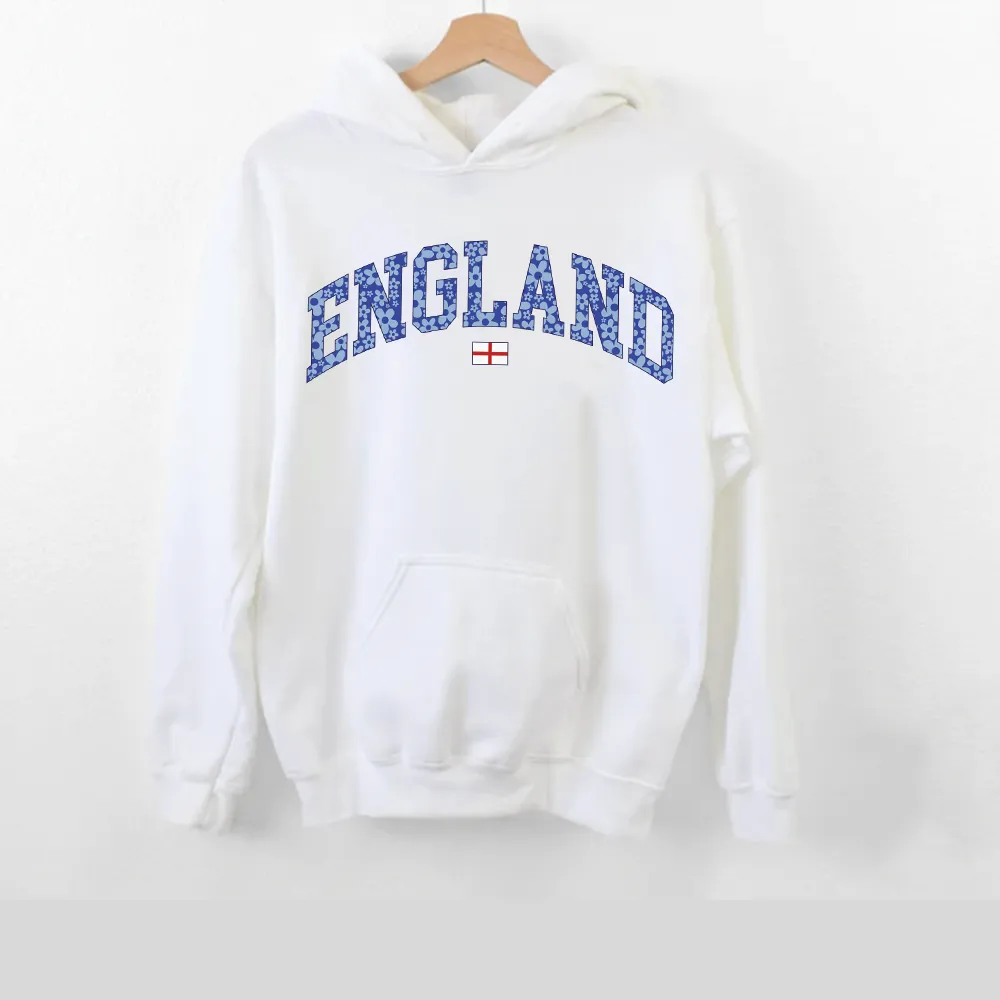 Blue Floral England Hoodie