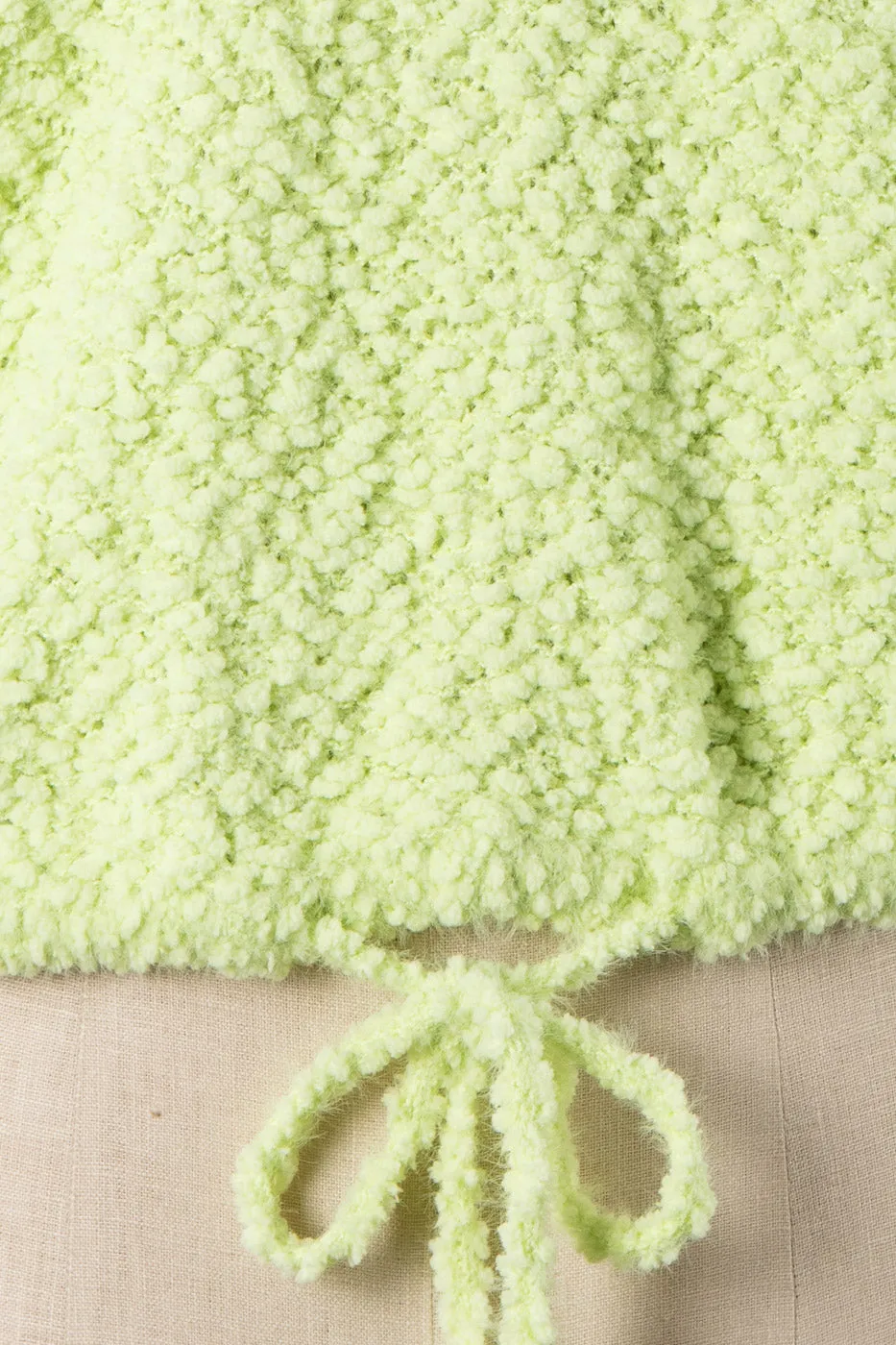 BOAT NECK WAIST DRAWSTRING POPCORN KNIT SWEATER 1 PACK
