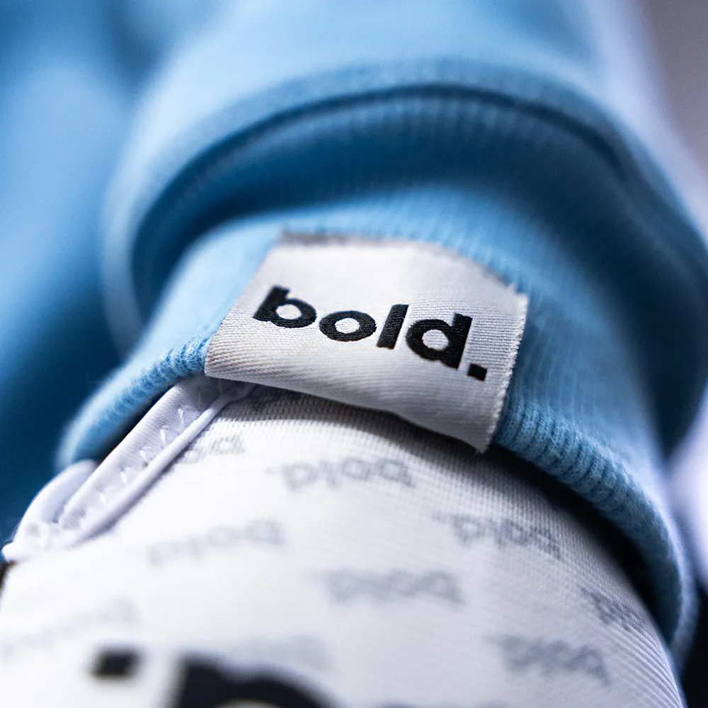 bold. Embossed Baby Blue Hoodie