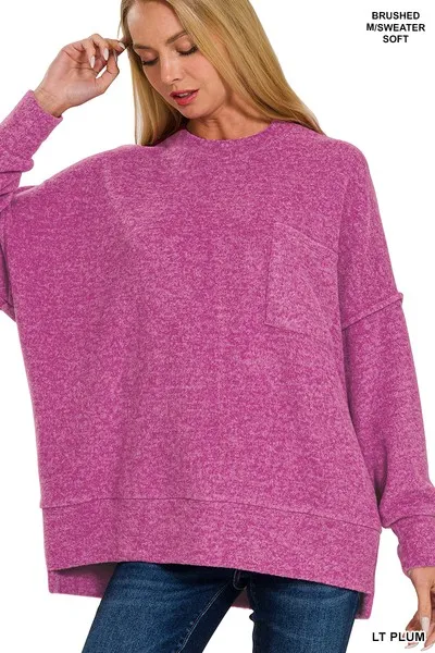 Brushed Melange Drop Shoulder Oversized Sweater