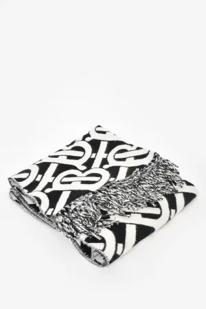 Burberry Black/White Cashmere Logo Rectangle Scarf w/ Tags