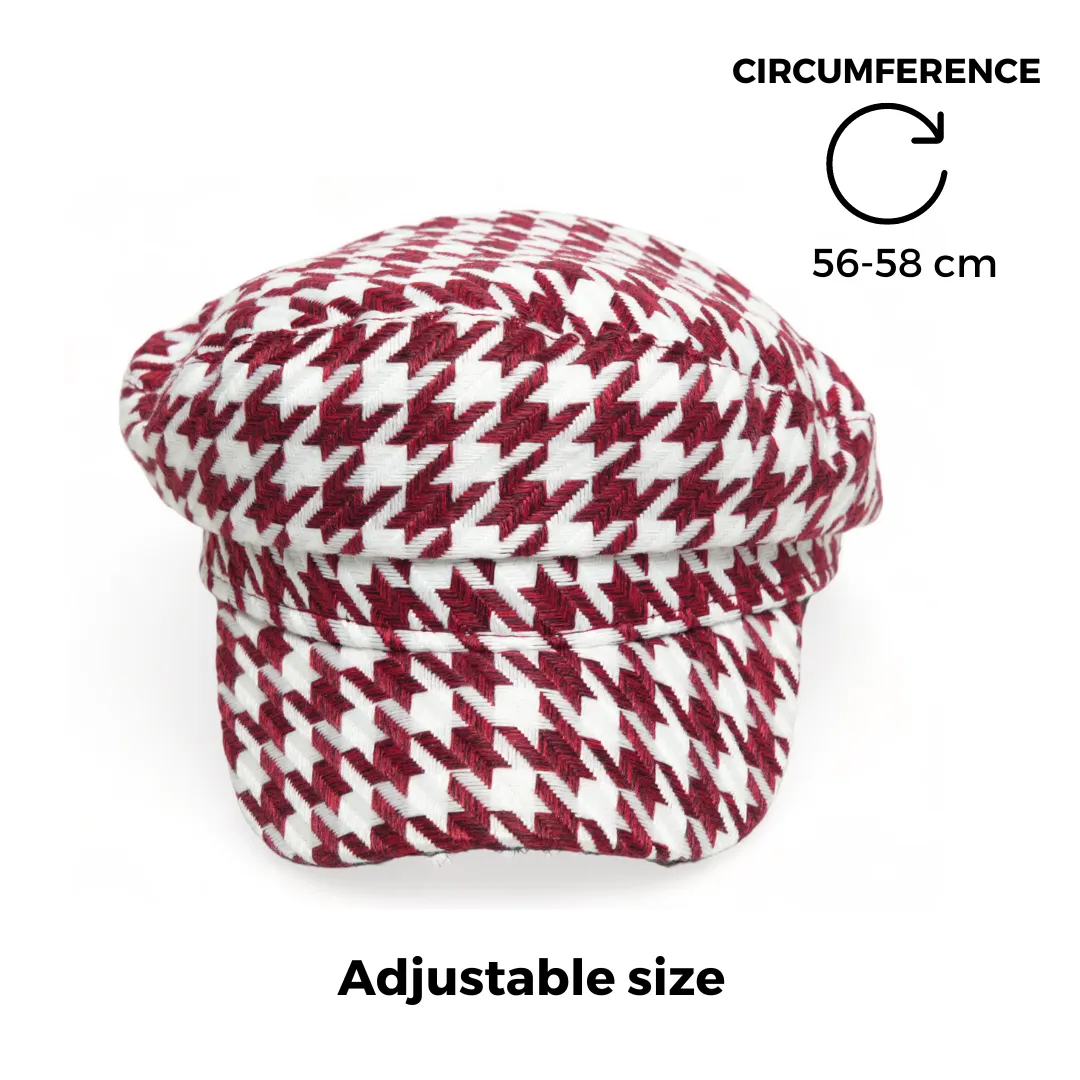 Chokore Retro Houndstooth Pattern Beret Cap (Red)