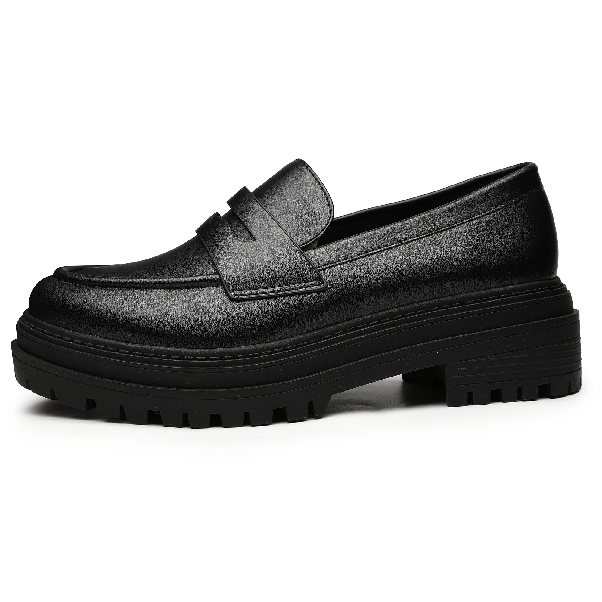 Fashion Loafers for Women Chunky Women's Loafers & Slip-ons Fashion Penny Comfort Business Casual Shoes Dressy Office Work Slip on Black Platform Loafers for Womens
