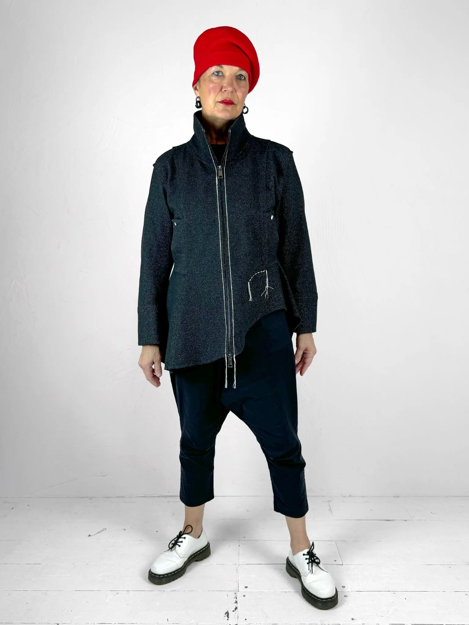 Flared Jacket with Stitching