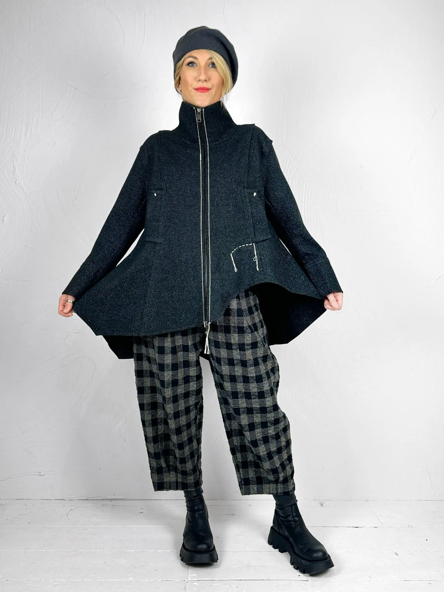 Flared Jacket with Stitching