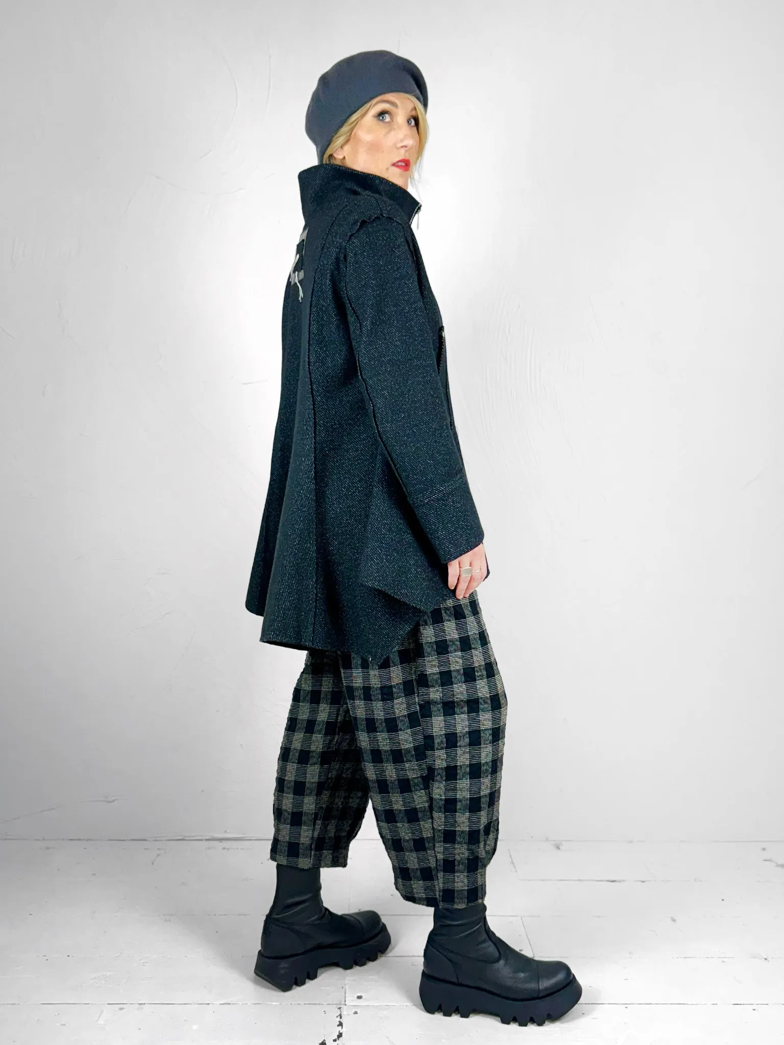 Flared Jacket with Stitching