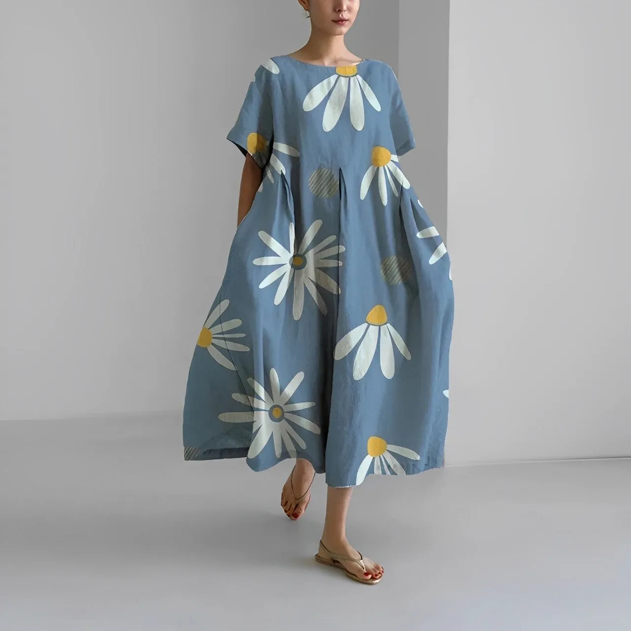 Floor - Comfortable Floral Dress