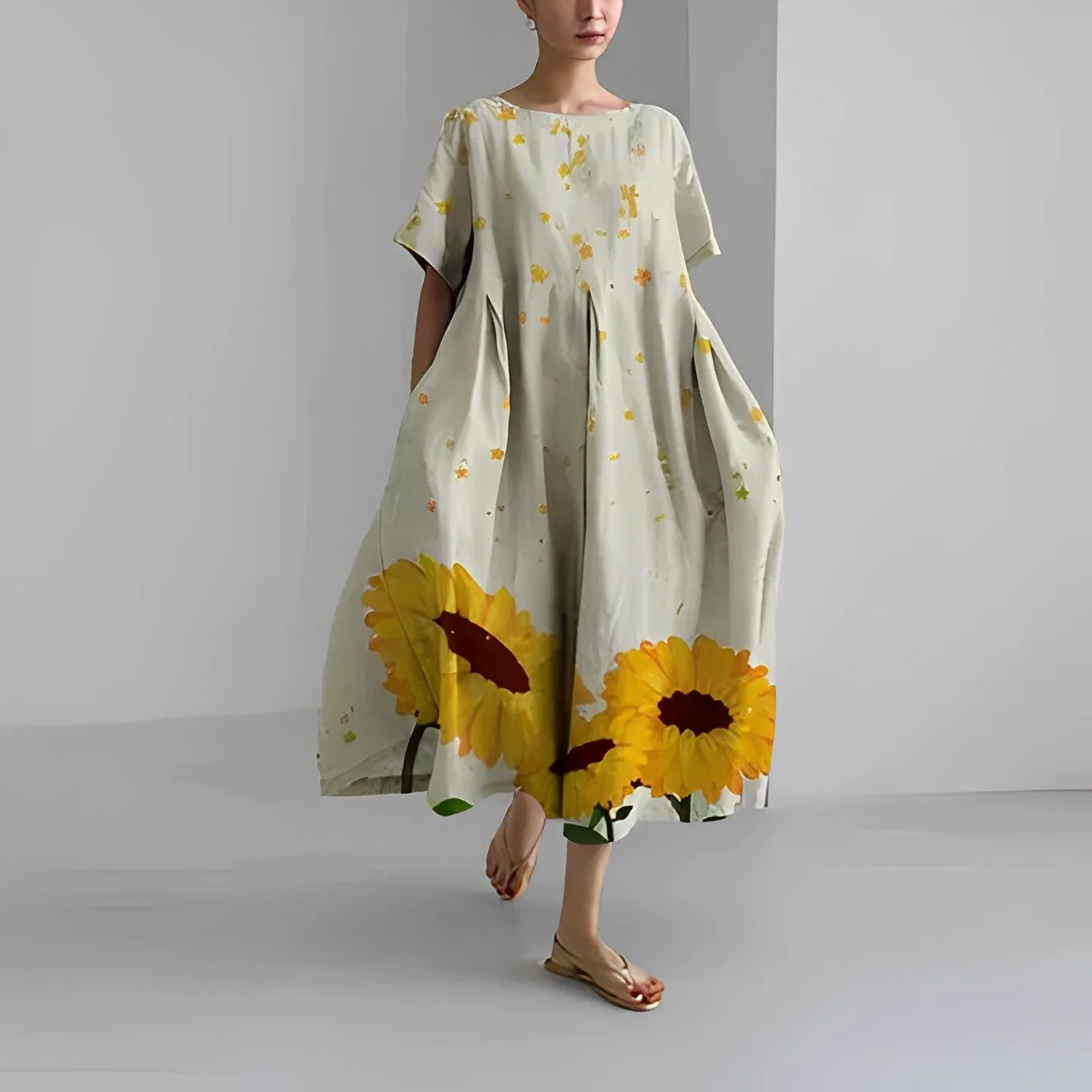 Floor - Comfortable Floral Dress
