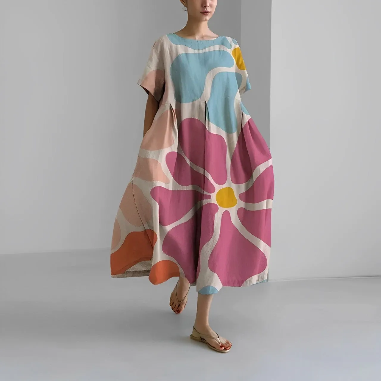 Floor - Comfortable Floral Dress