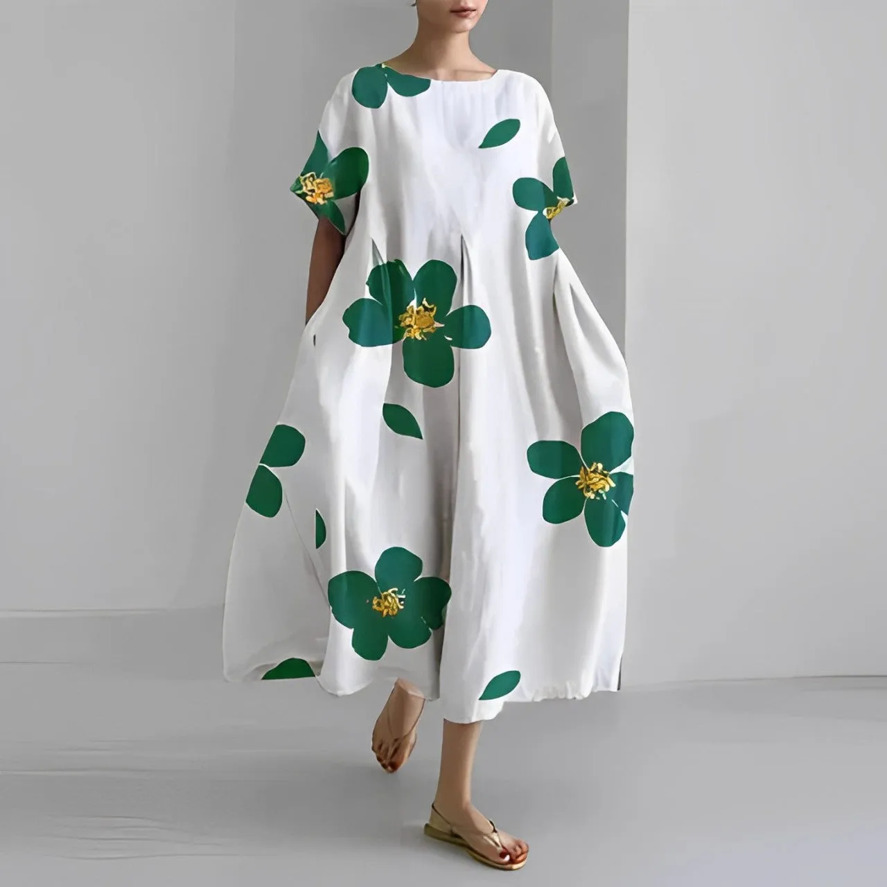 Floor - Comfortable Floral Dress