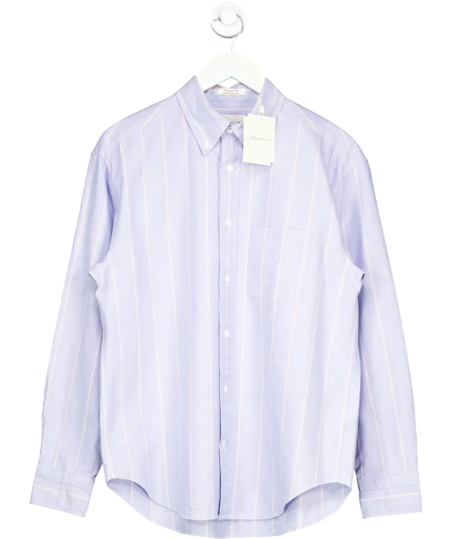 GANT Blue Relaxed Fit Striped Heritage Oxford Shirt UK S
