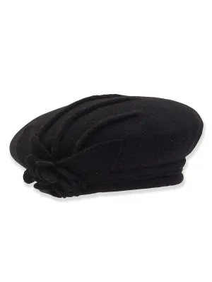 Hat - Black-Soft Wool Beret-Women's-ad1352A