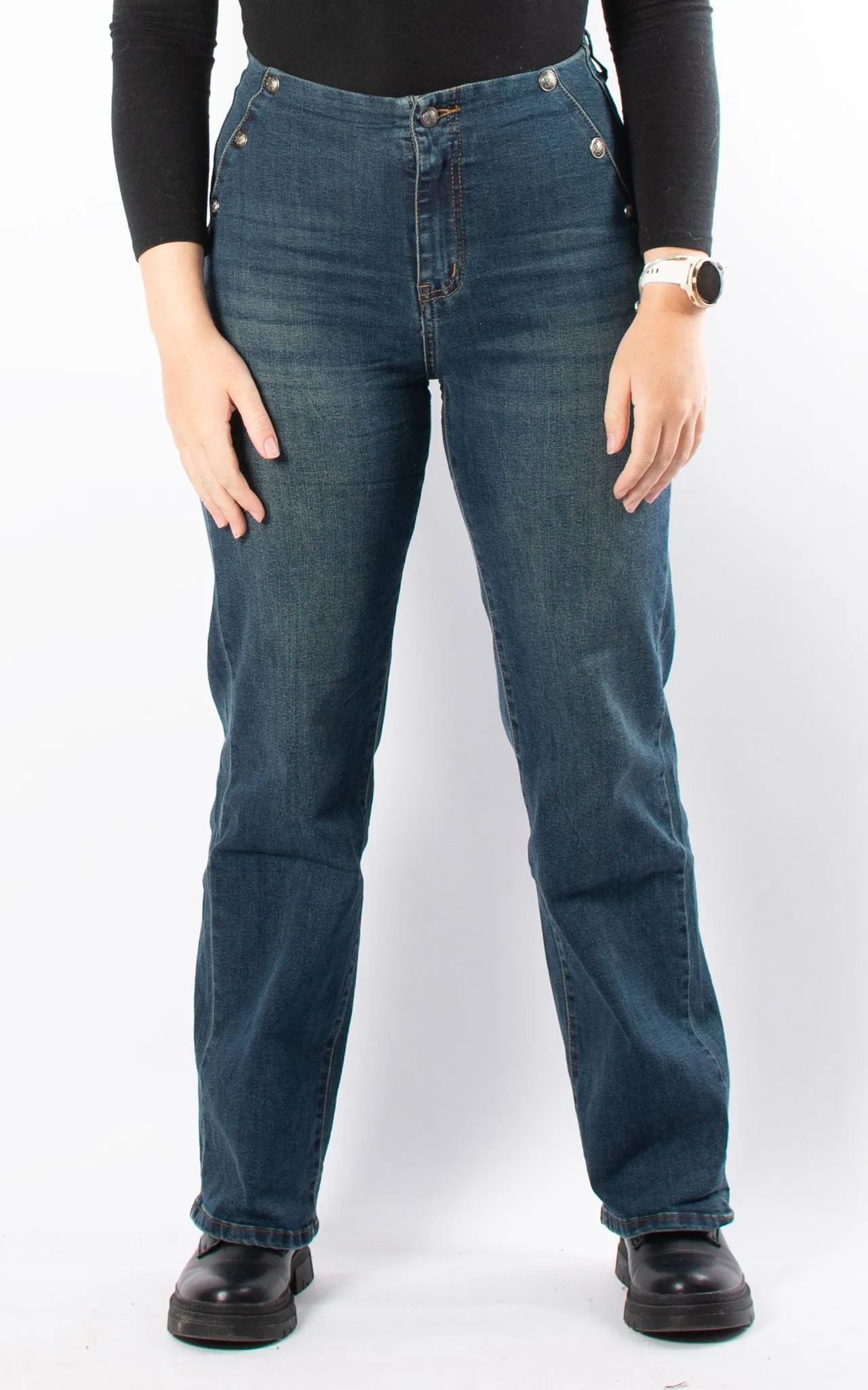 Jeans | Straight Leg | Buttons | Dirty Denim