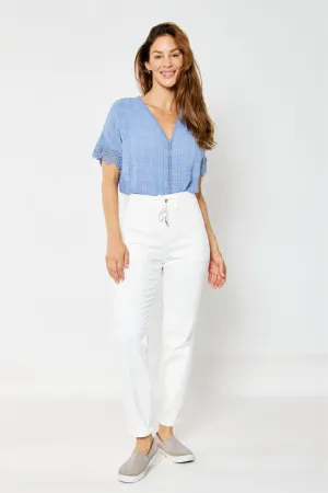 Judy Blue White Cuffed Jogger Jeans