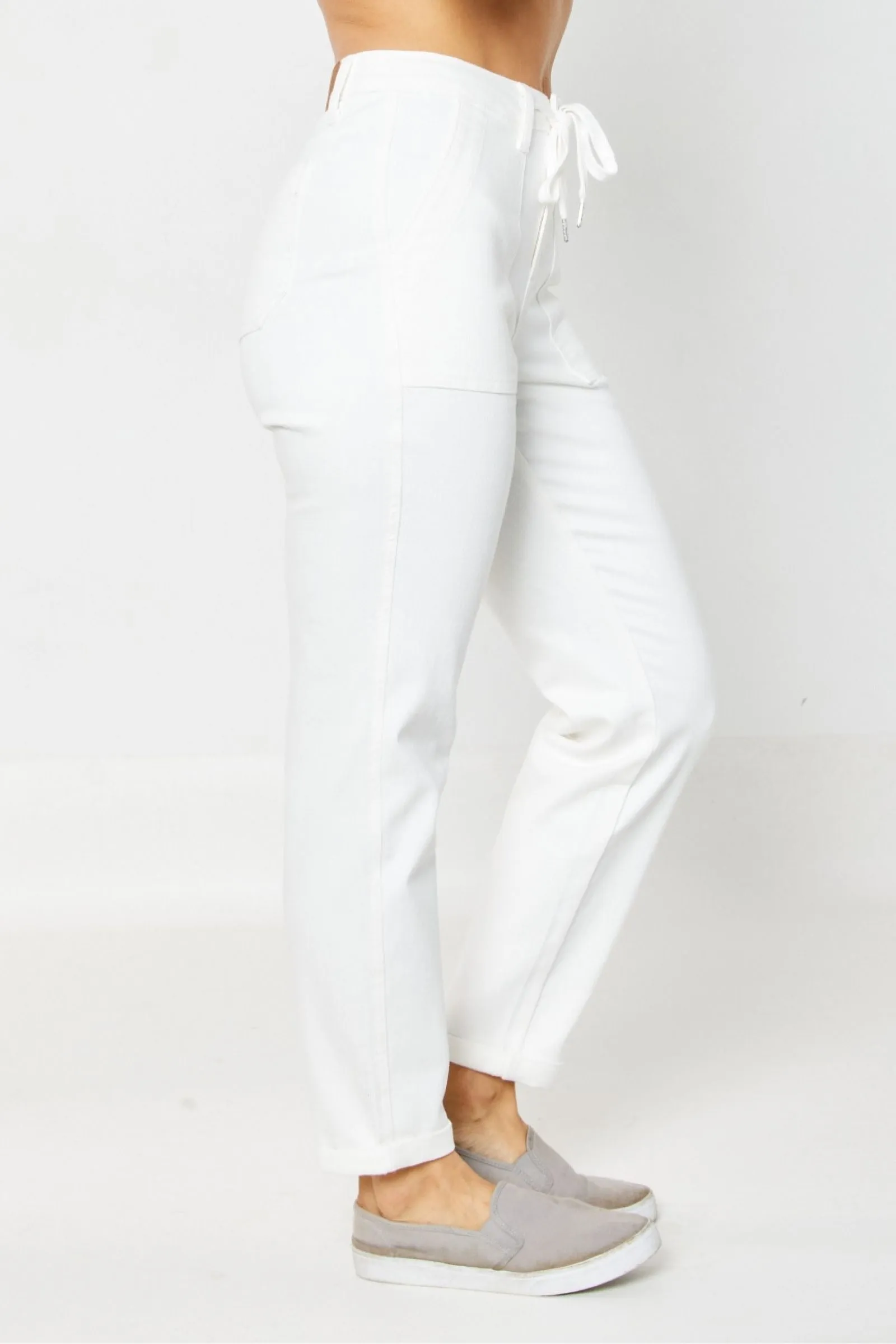 Judy Blue White Cuffed Jogger Jeans