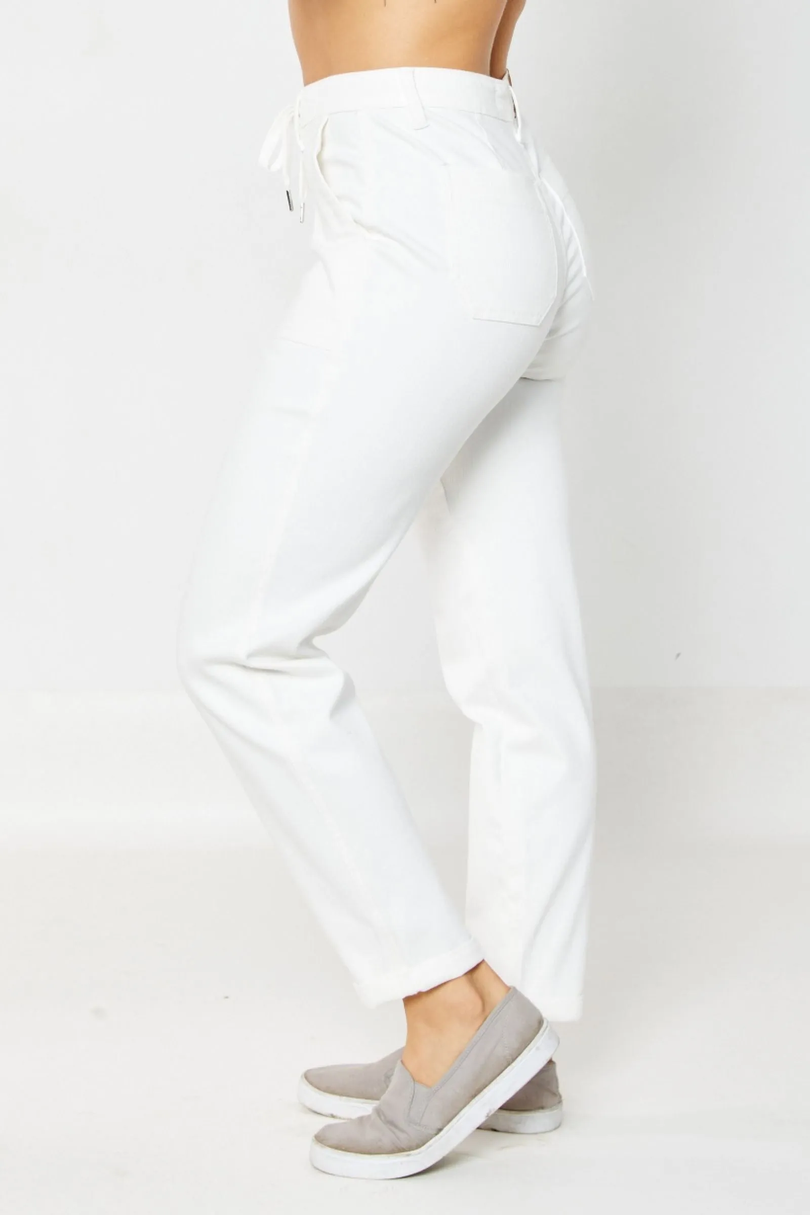 Judy Blue White Cuffed Jogger Jeans
