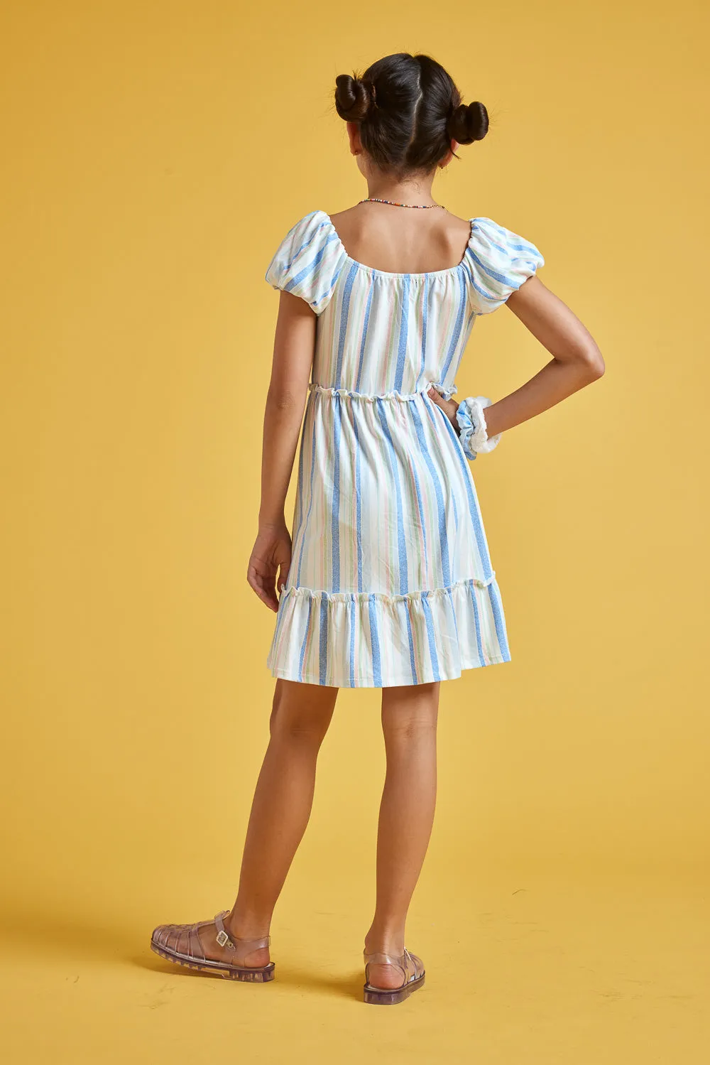Kids Off-White Blue Scrunchy Knit Dress