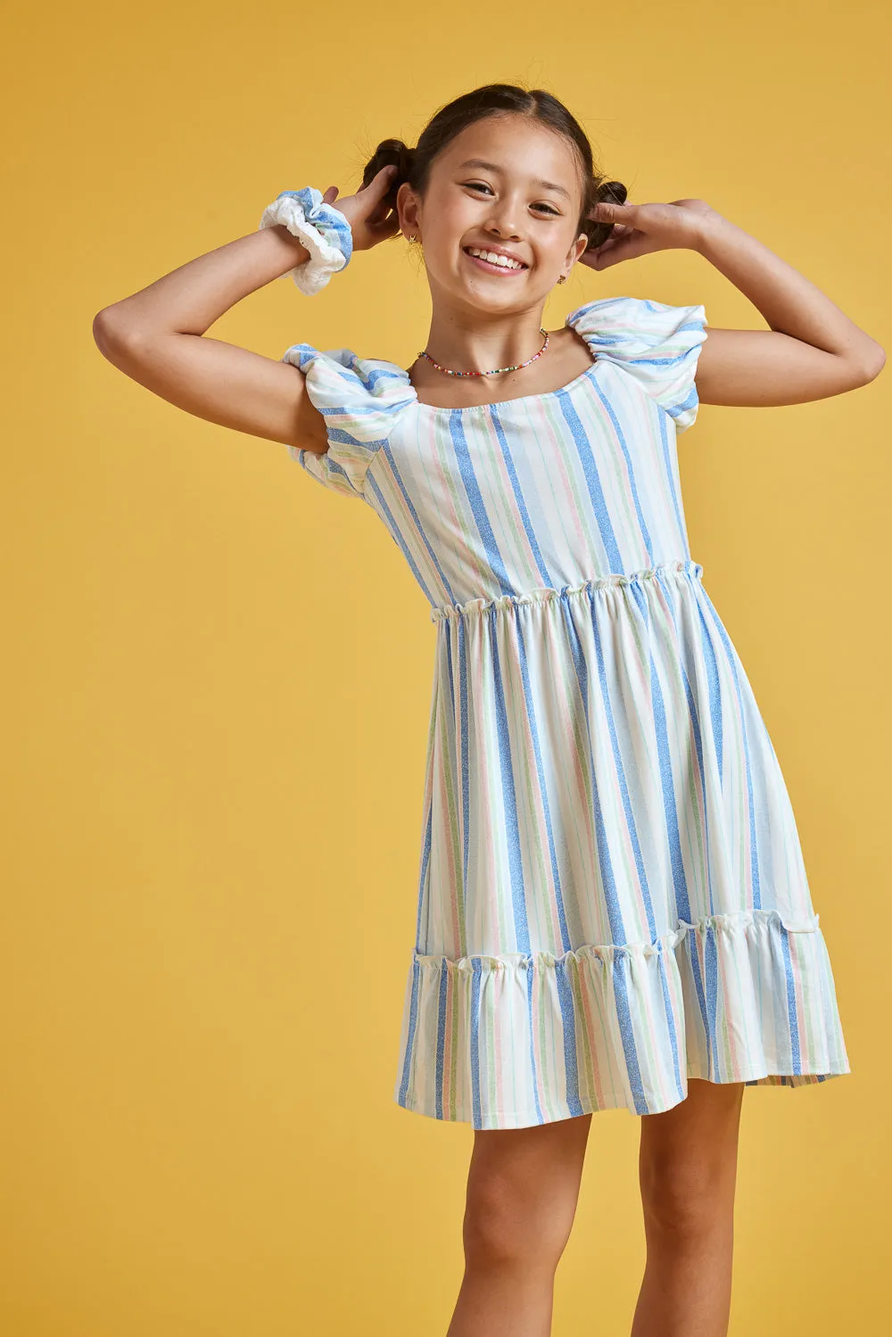 Kids Off-White Blue Scrunchy Knit Dress