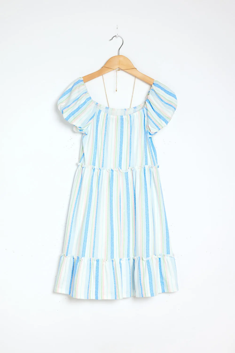 Kids Off-White Blue Scrunchy Knit Dress