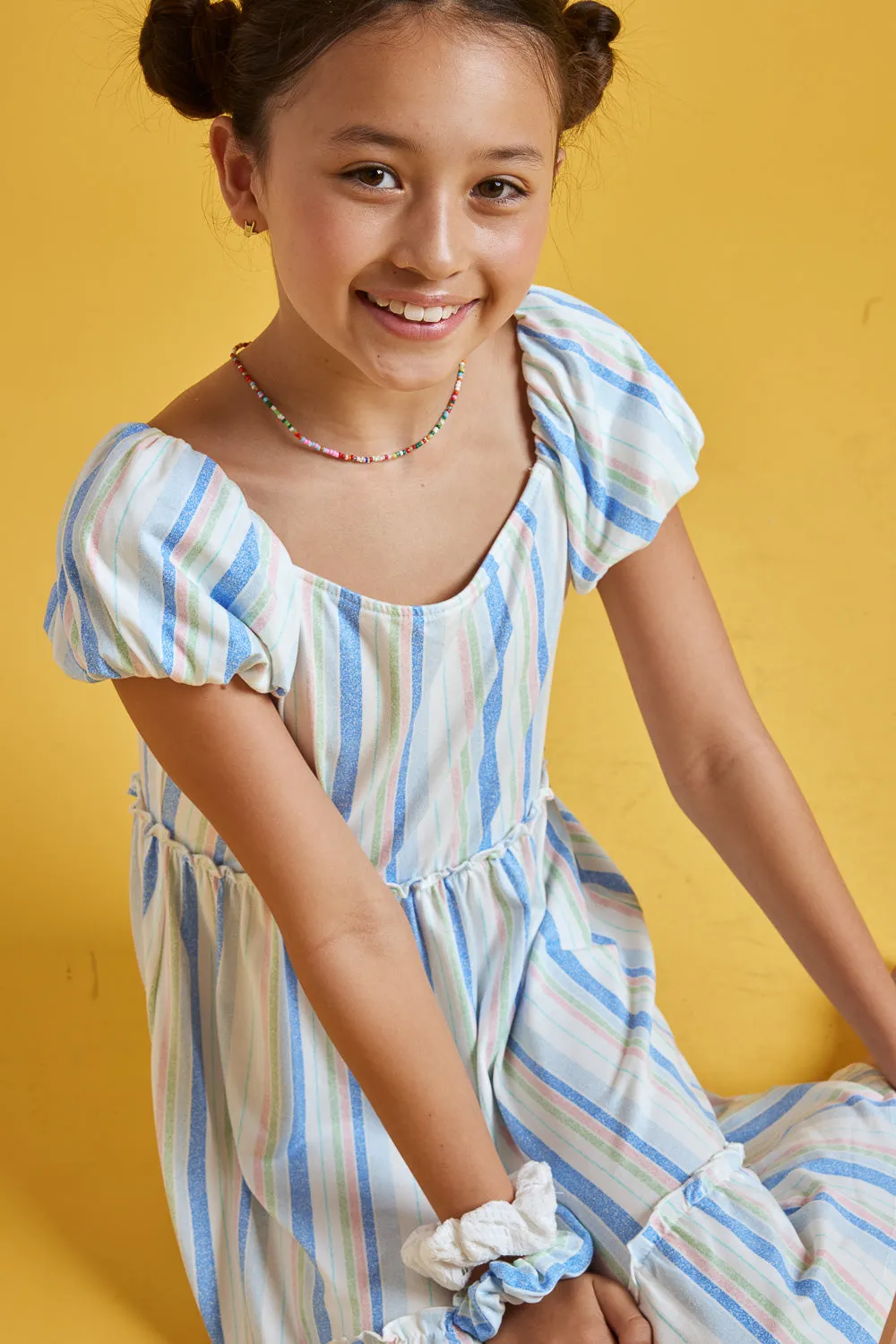 Kids Off-White Blue Scrunchy Knit Dress