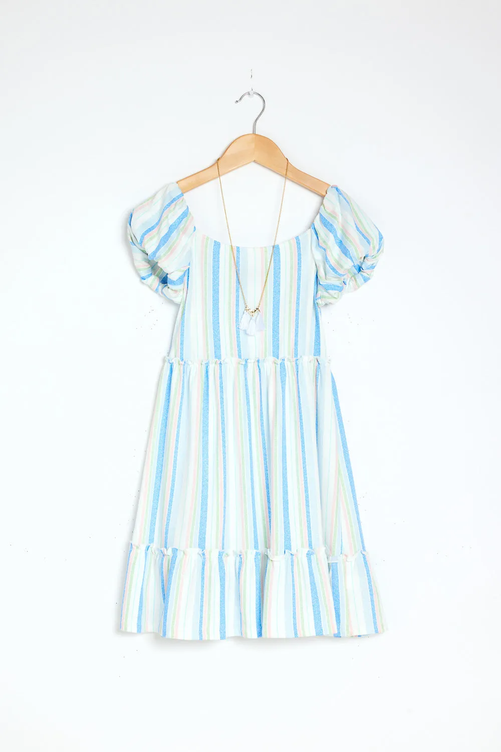 Kids Off-White Blue Scrunchy Knit Dress