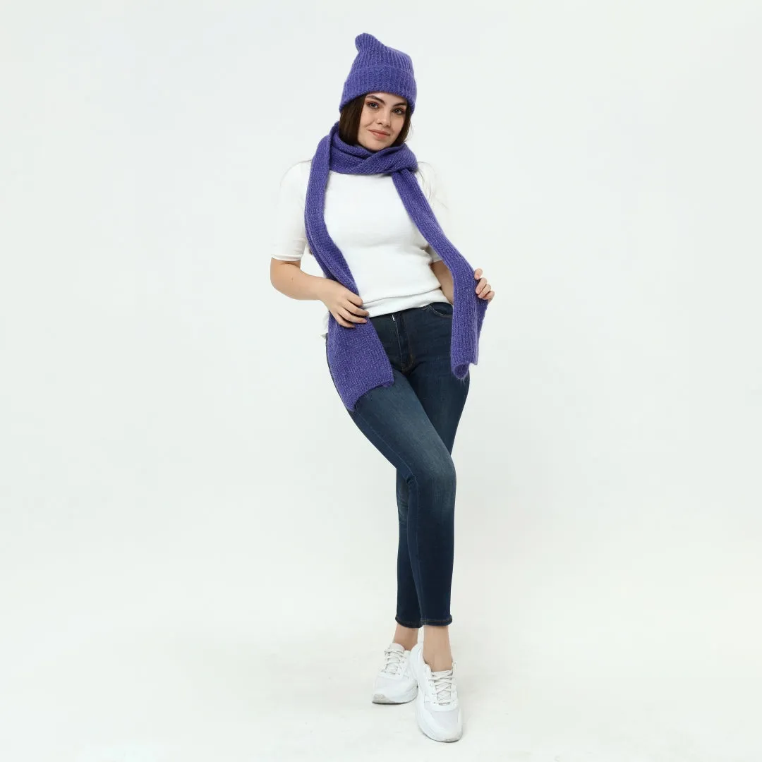 Knitted Beanie and Scarf Set - Women's Cozy Hat Scarf - Trending Fashion Outfit for Winter