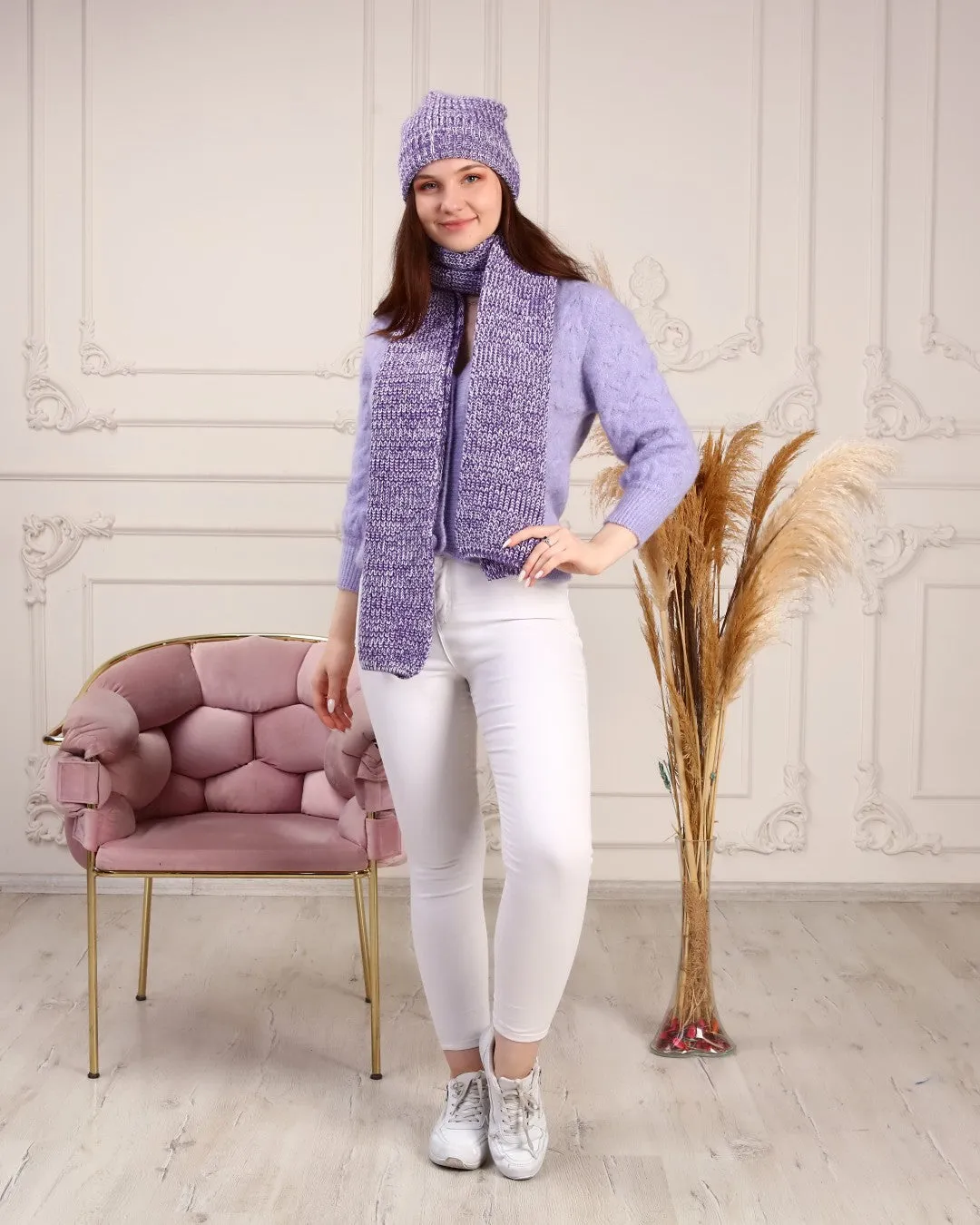 Knitted Beanie and Scarf Set - Women's Cozy Hat Scarf - Trending Fashion Outfit for Winter