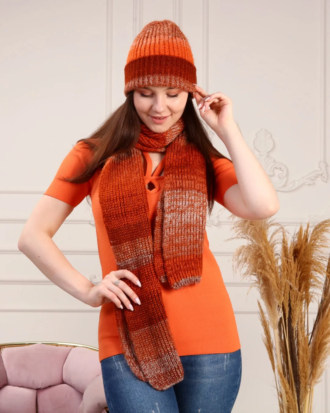 Knitted Beanie and Scarf Set - Women's Cozy Hat Scarf - Trending Fashion Outfit for Winter