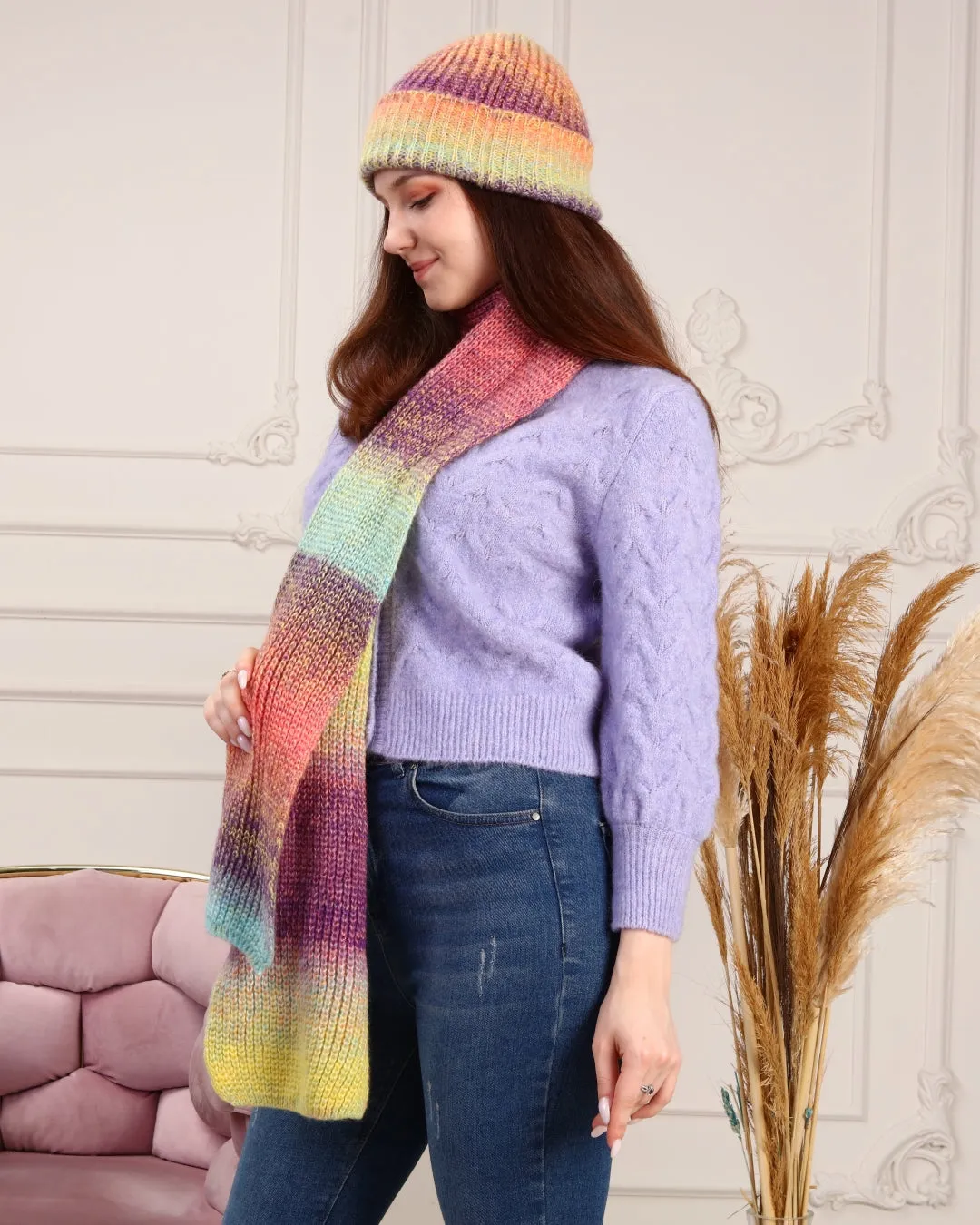 Knitted Beanie and Scarf Set - Women's Cozy Hat Scarf - Trending Fashion Outfit for Winter