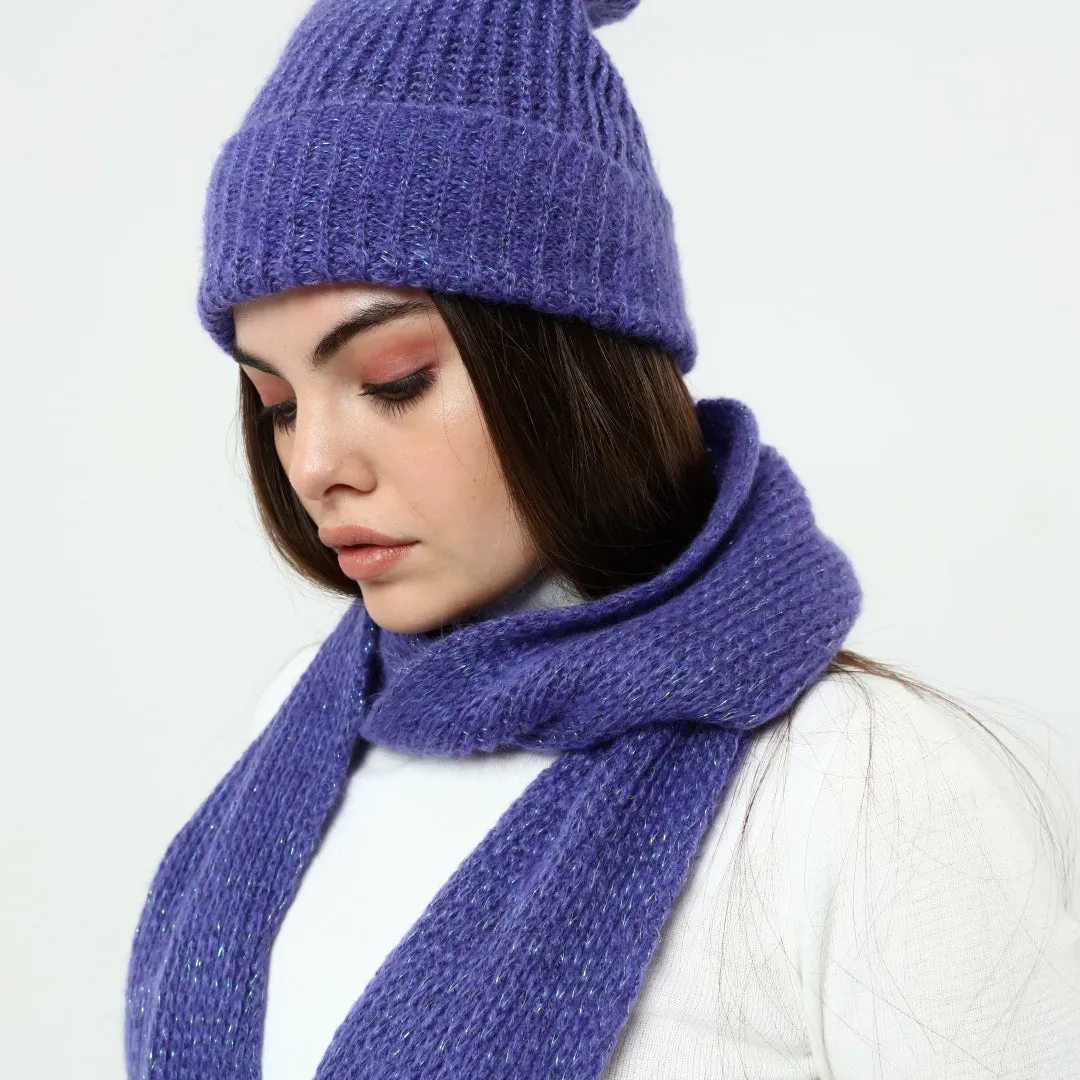 Knitted Beanie and Scarf Set - Women's Cozy Hat Scarf - Trending Fashion Outfit for Winter