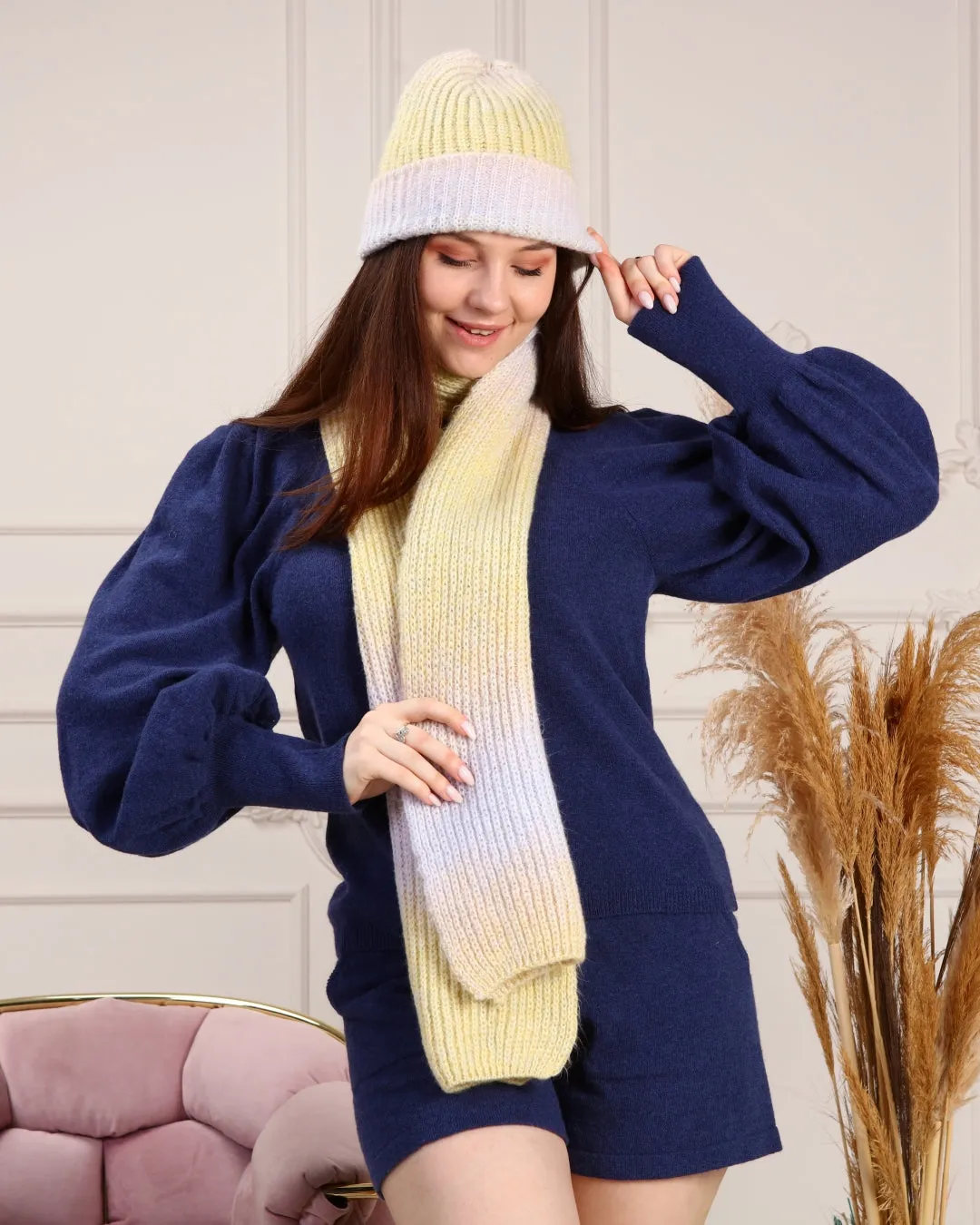 Knitted Beanie and Scarf Set - Women's Cozy Hat Scarf - Trending Fashion Outfit for Winter