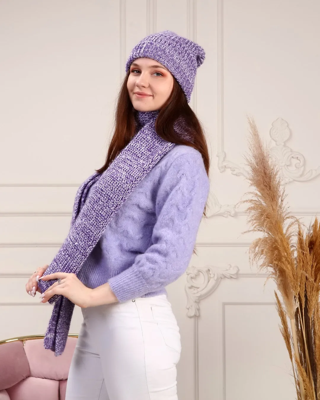 Knitted Beanie and Scarf Set - Women's Cozy Hat Scarf - Trending Fashion Outfit for Winter