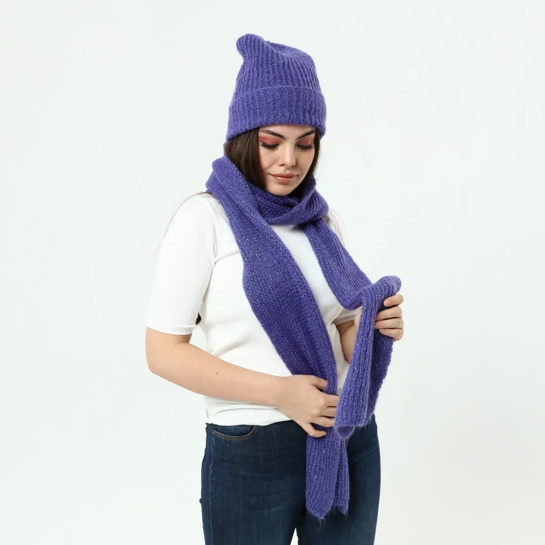 Knitted Beanie and Scarf Set - Women's Cozy Hat Scarf - Trending Fashion Outfit for Winter