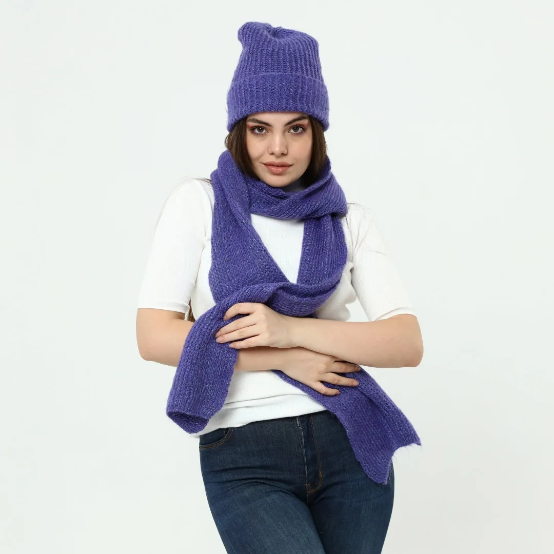 Knitted Beanie and Scarf Set - Women's Cozy Hat Scarf - Trending Fashion Outfit for Winter