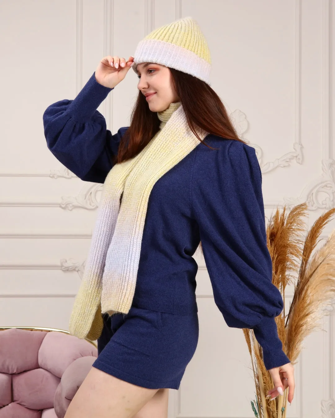 Knitted Beanie and Scarf Set - Women's Cozy Hat Scarf - Trending Fashion Outfit for Winter