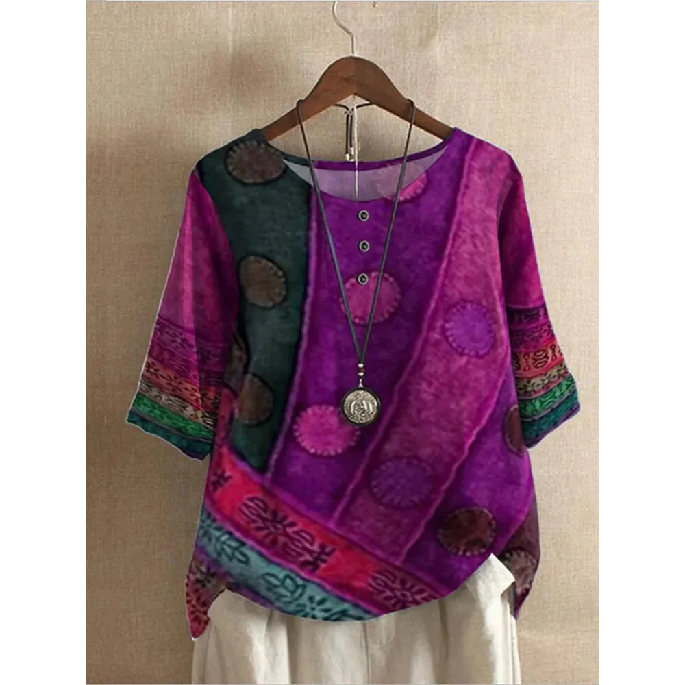 Lily™ - Comfortable Colourful Half-Sleeve Top