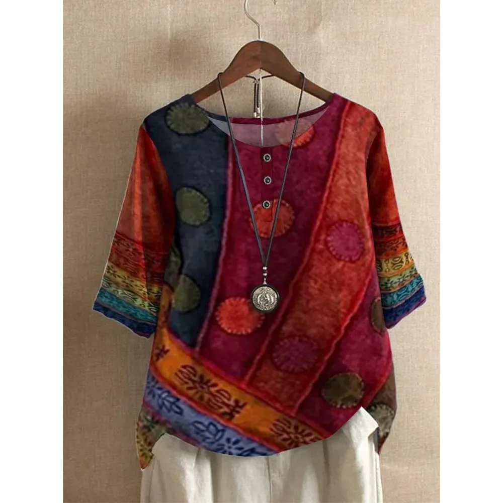 Lily™ - Comfortable Colourful Half-Sleeve Top