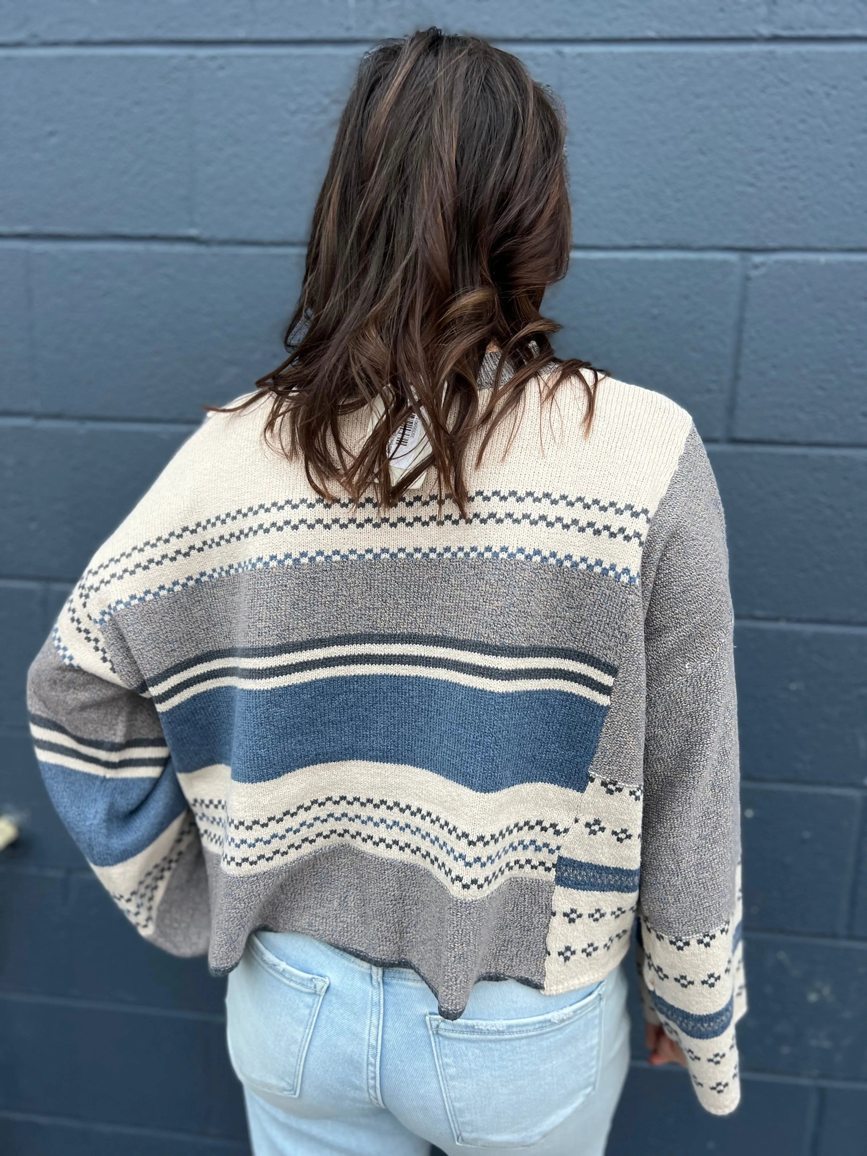 Multi-Patterned Cropped Sweater