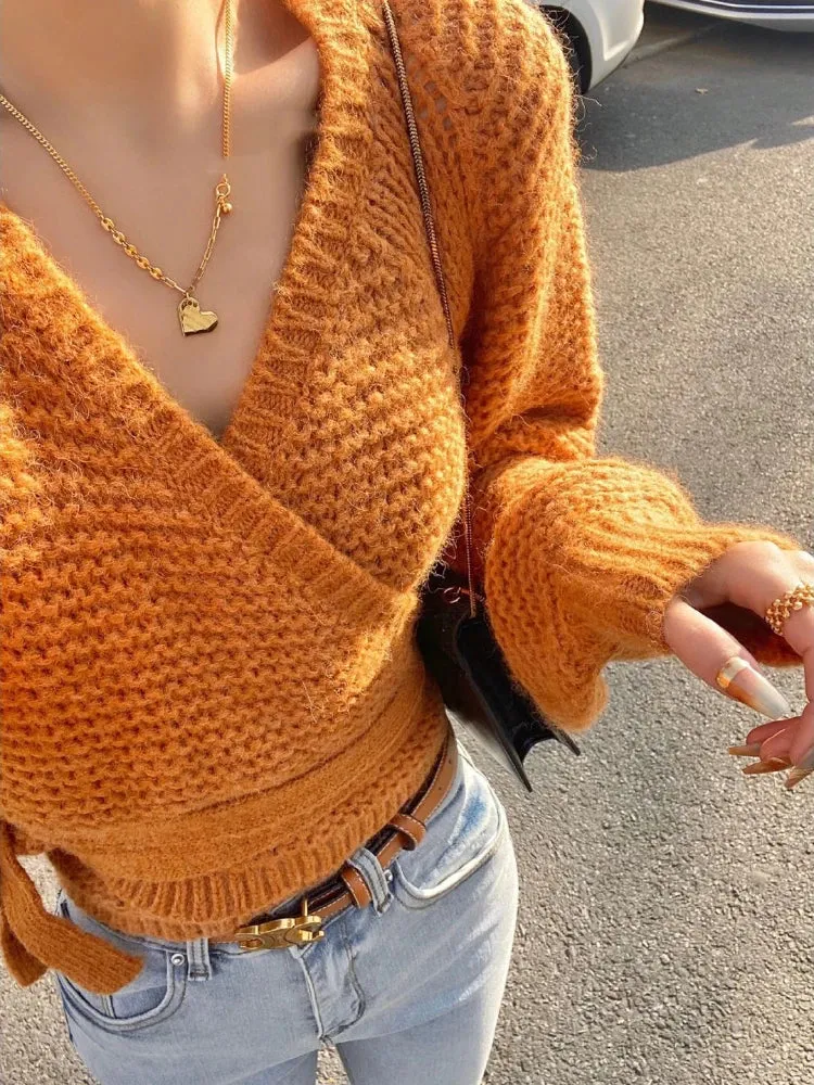 Orange Cropped Soft Sweater